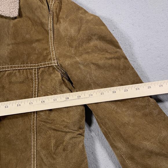 Columbia Jacket Women Medium Leather Sherpa Lined Fleece‎ Collar Coat Outdoors - Picture 4 of 9